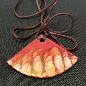 Vintage painted glass piece in 34” cord